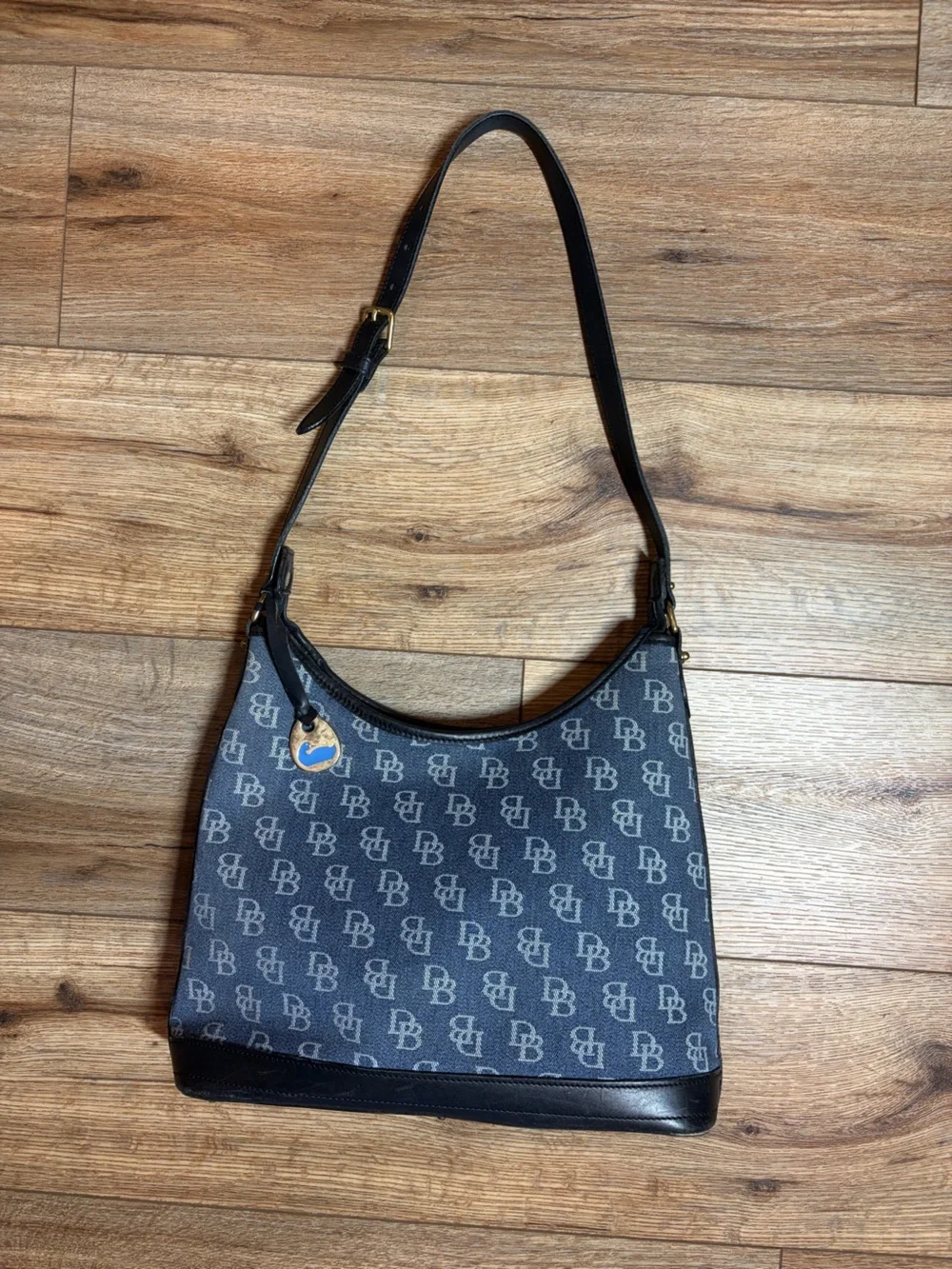 vintage Y2K-era Dooney & Bourke Signature Monogram Hobo Shoulder Bag